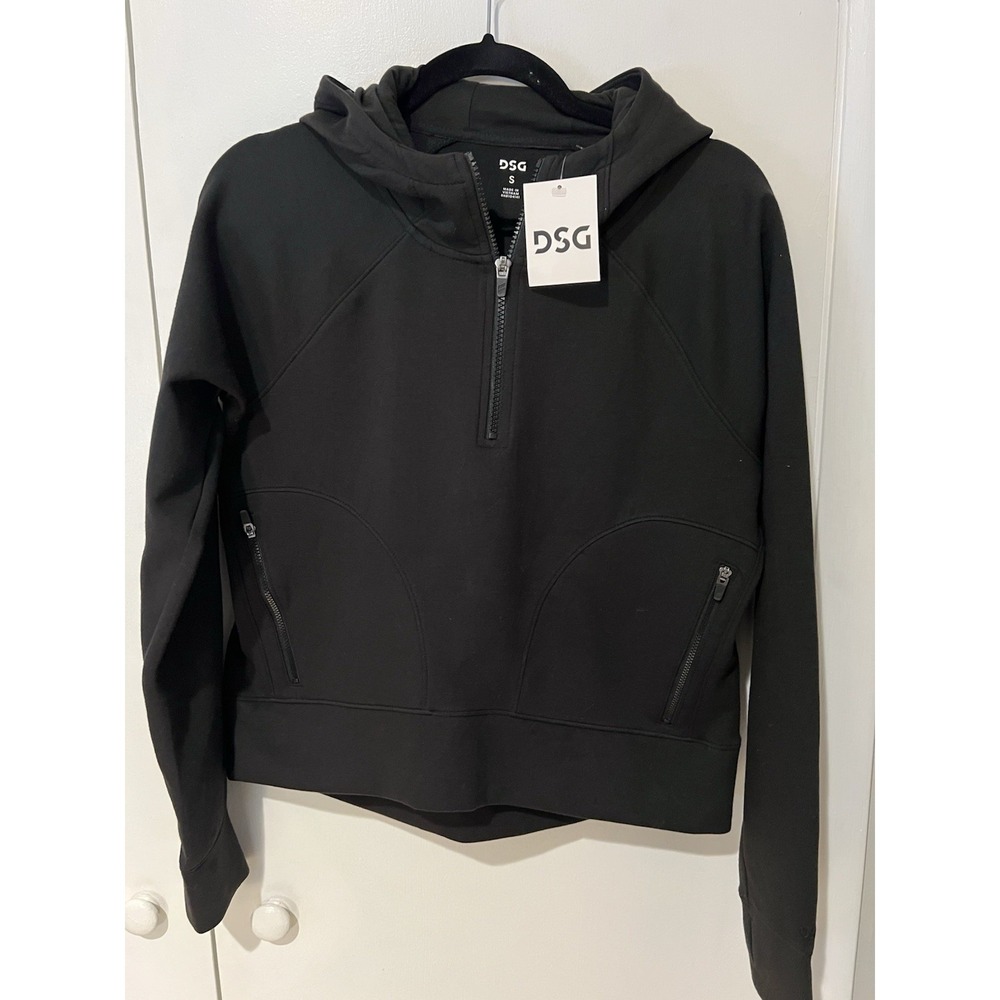 NWT Women's DSG Sport Fleece 1/4 Zip Hooded Jacket Pure Black Size Small